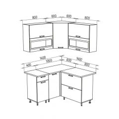 ТЕХНО Кухонный гарнитур угловой 1,4х1,4 м Компоновка №2 | фото 6